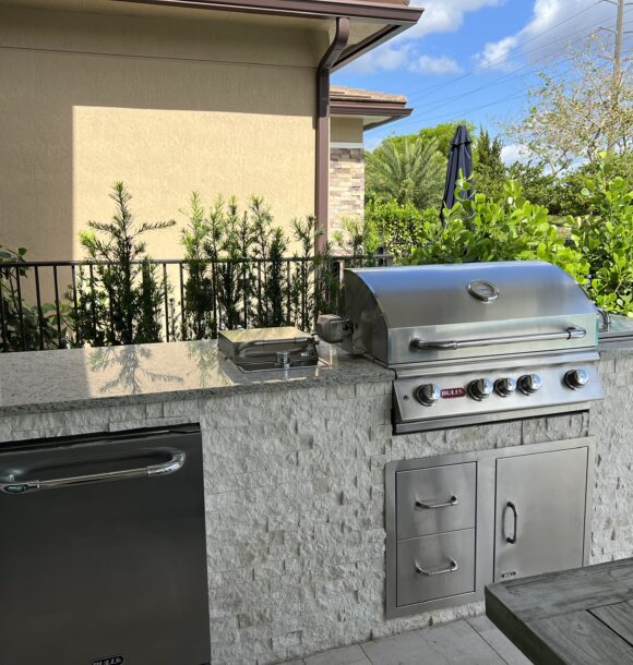 Bull Angus 4-burner grill in custom outdoor kitchen in Parkland FL